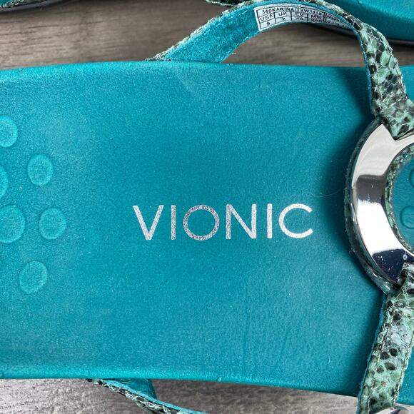 Vionic Teal Blue Snakeskin Karina Sandal Sz.9 - Picture 8 of 10